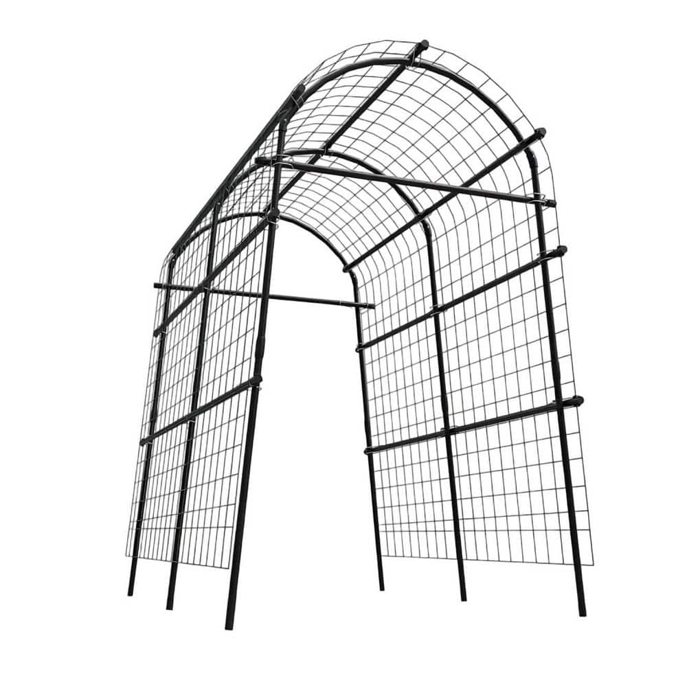 Unbranded 90.48 in. x 45.24 in. Black Polyethylene-Coated Stainless Steel Garden Arch Arbor, Trellis for Climbing Plants, Garden PPG_33MD5PET-HNN