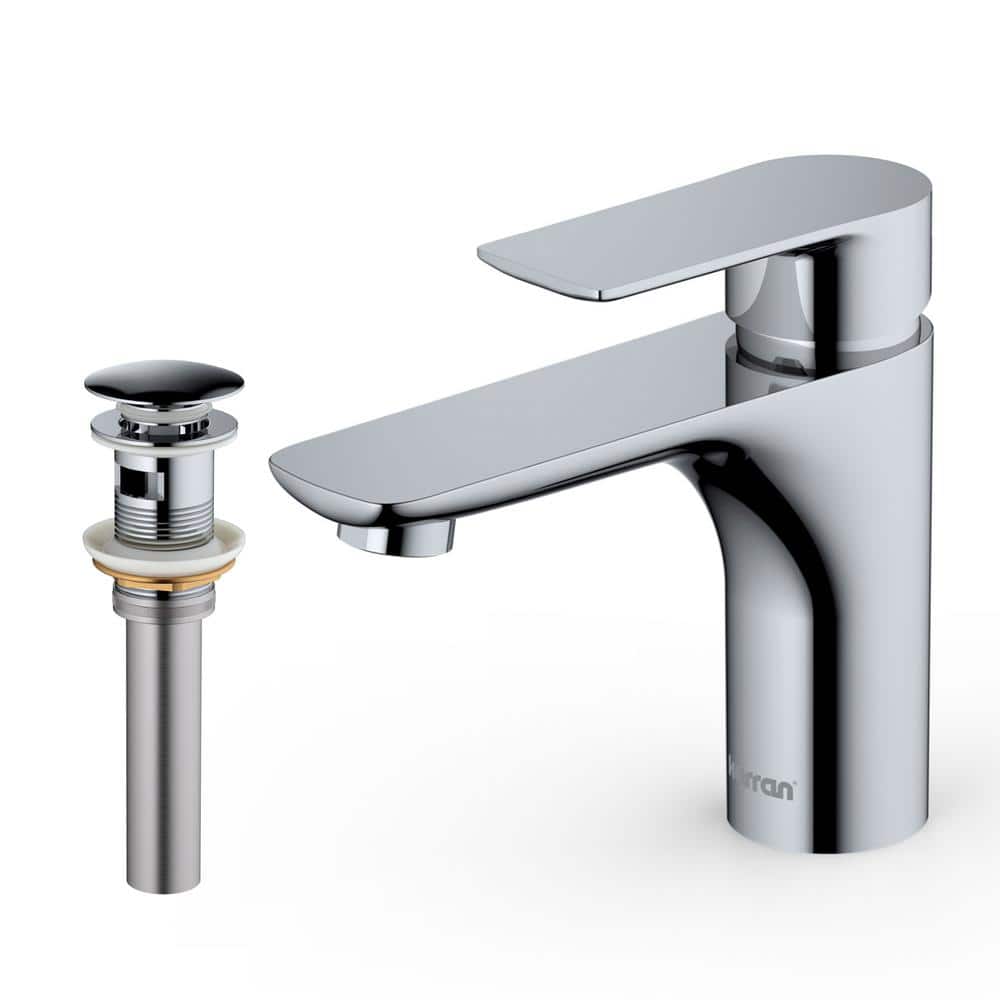 Chrome Single Handle Bathroom Faucet with Pop-Up Drain