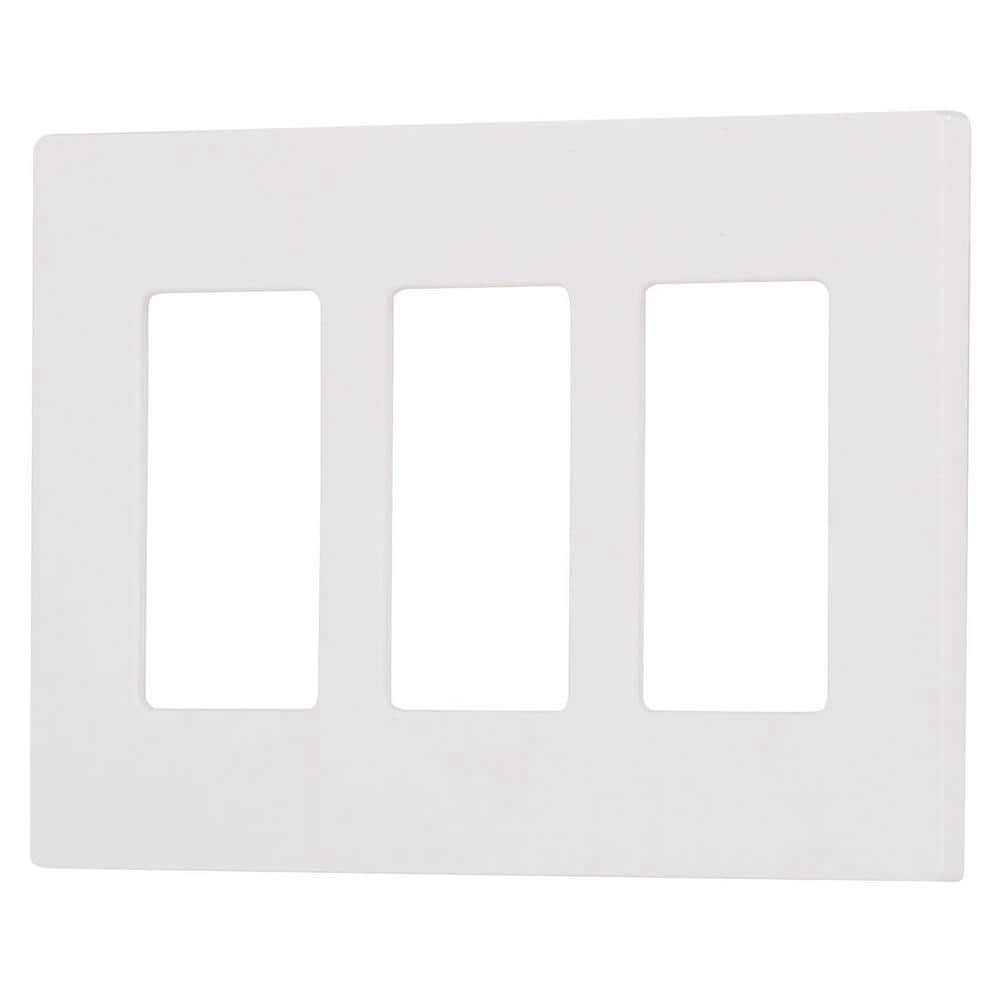 White 3-Gang Screwless Decorator Wall Plate