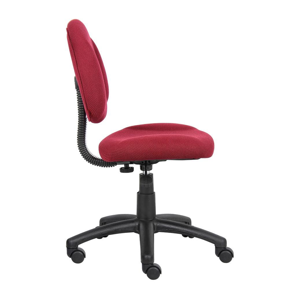 Burgundy Ergonomic Armless Fabric Office Chair