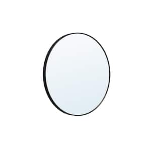 28 in. W x 28 in. H Round Aluminum Framed Wall Bathroom Vanity Mirror in Black