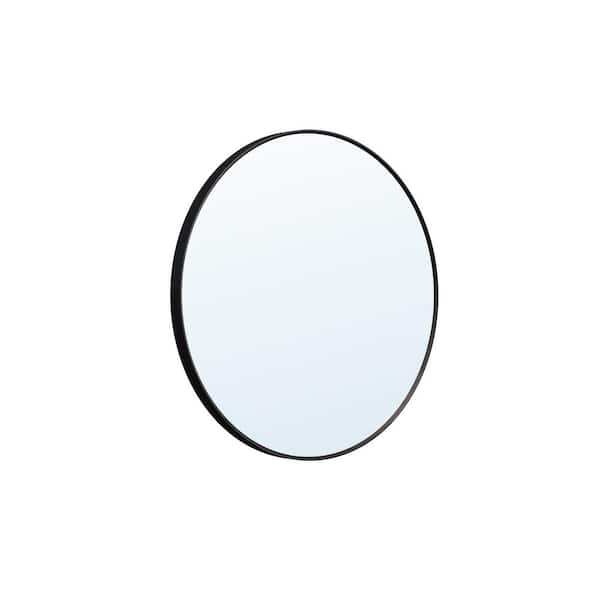 FORCLOVER 28 in. W x 28 in. H Round Aluminum Framed Wall Bathroom Vanity Mirror in Black