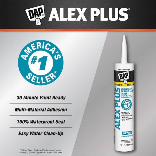 Alex Plus 10.1 oz. White Acrylic Latex Caulk Plus Silicone