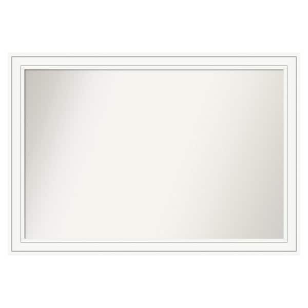 Amanti Art Craftsman White 49 in. x 34 in. Custom Non-Beveled Satin Wood Framed Bathroom Vanity Wall Mirror