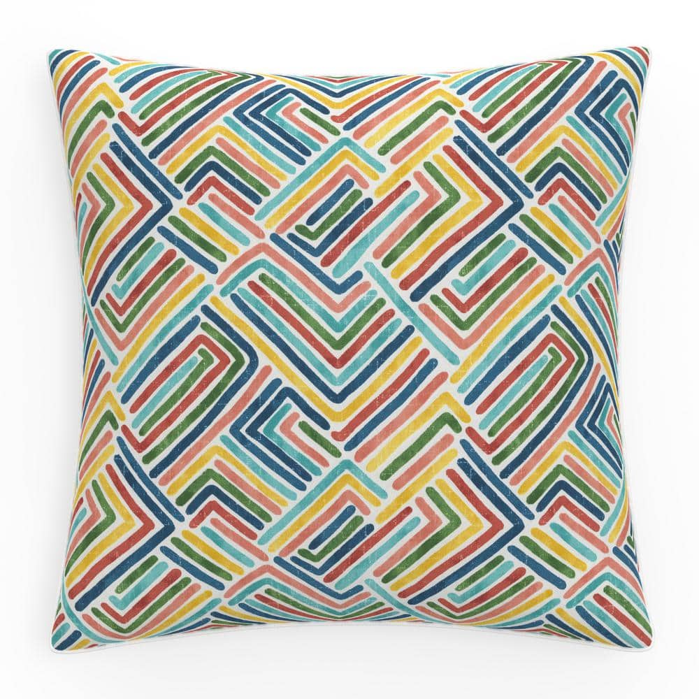 Multi-Color Geometric Pattern Outdoor Floor Pillow, 25" Square