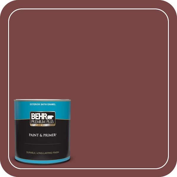 BEHR PREMIUM PLUS 1 qt. #150F-7 Burnt Tile Satin Enamel Exterior Paint & Primer