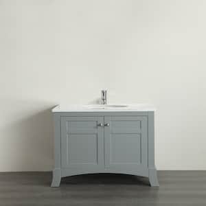 New York 30 in. W x 22 in. D x 34 in. H Bathroom Vanity in Gray with White Carrara Marble Top with White Sink
