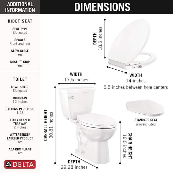 Delta Faucet Refresh Elongated Bidet Toilet Seat, Bidet Attachment