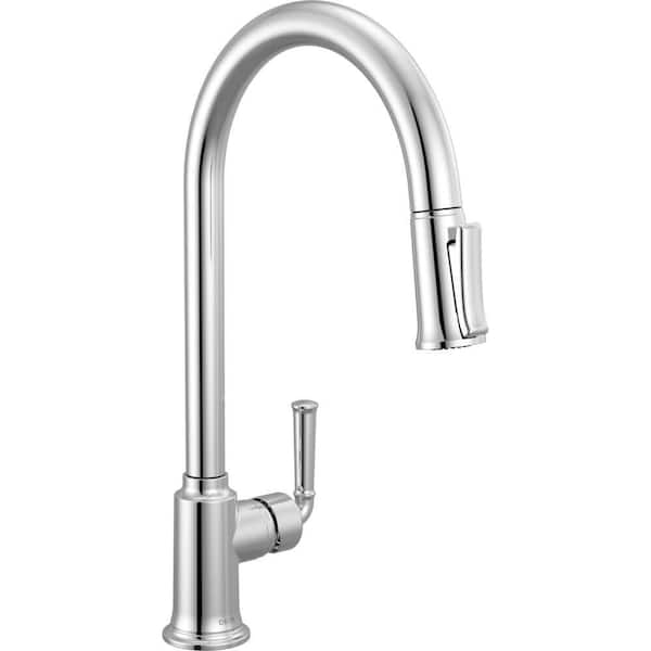 Tolmac Single Handle Pull Down Sprayer Kitchen Faucet in Chrome