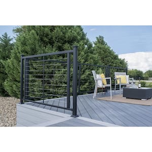 Fe26 Horizontal Cable Rail 34.5-in x 34.5-in Black Sand Railing Gate