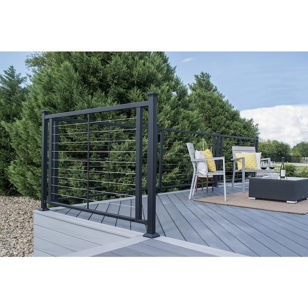 Fe26 Horizontal Cable Rail 34 in. x 4 ft. Black Sand Steel Railing Level Panel