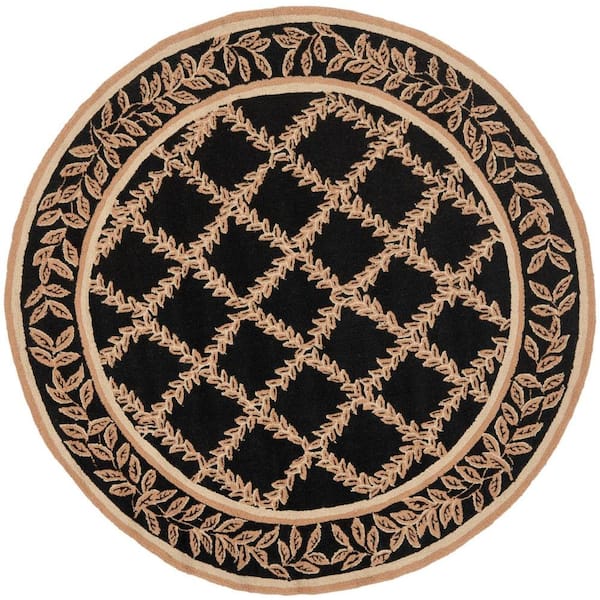SAFAVIEH Chelsea Black/Gold 6 ft. x 6 ft. Round Border Area Rug