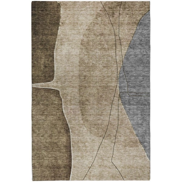 Dream Shag Premium Machine Washable Abstract ADS696 Brown 10 ft. x 14 ft. Area Rug