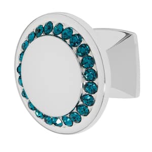 Isabel 1-1/4 in. Chrome with Ocean Blue Crystal Cabinet Knob
