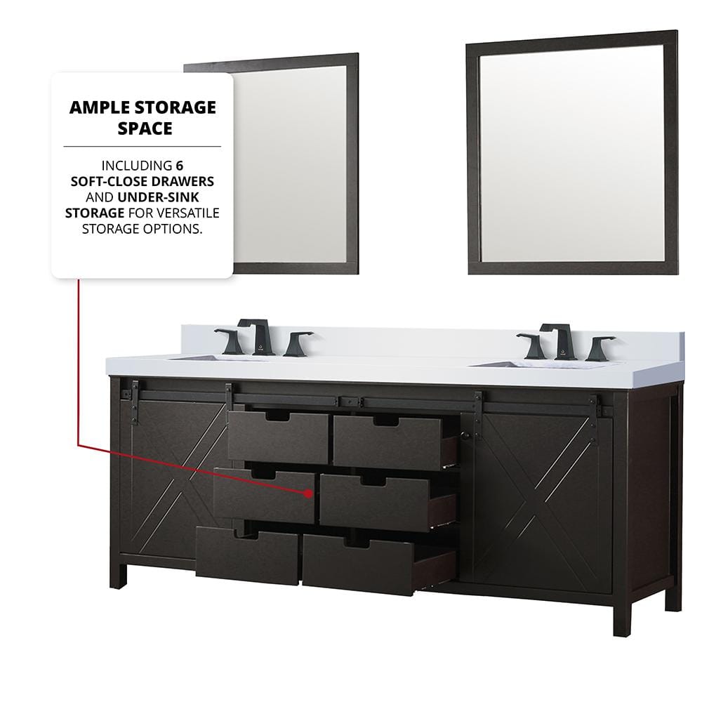 Marsyas 84" Brown Freestanding Vanity Cabinet with Barn Doors