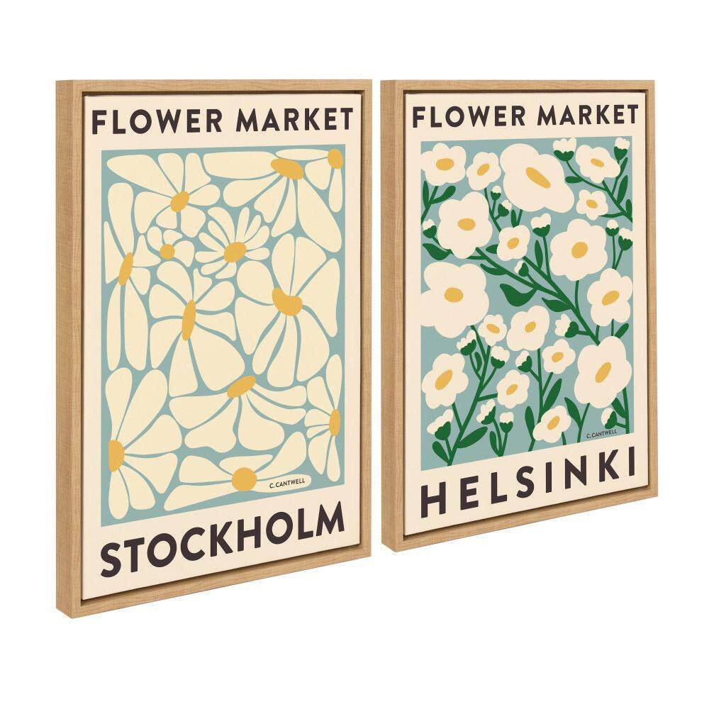 "Sylvie ""Flower Market 1 and 2"" by Carrie Cantwell 2 Piece Natural Framed Art Print Set 18 in. x 24 in." price history on PriceWatchPro