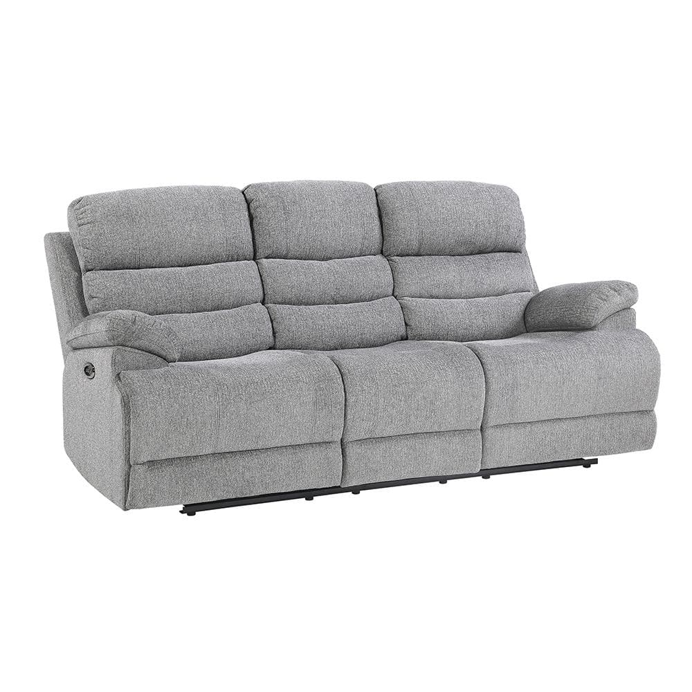 Contemporary Gray Power Reclining Sofa with USB and Pillow-top Arms