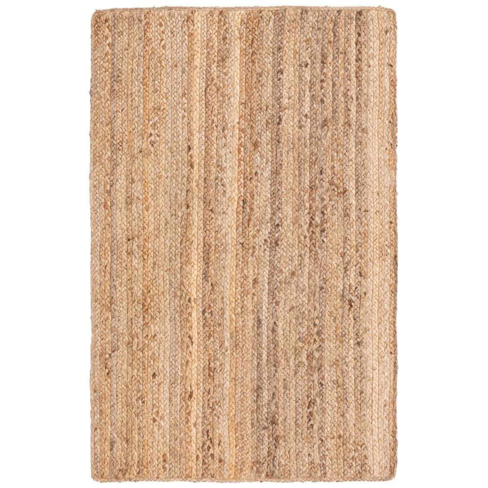 Handmade Eco-Friendly Braided Jute & Cotton Rug 3' x 5' - Natural Brown