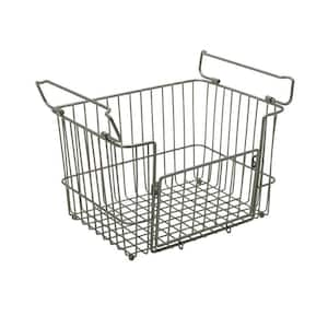 Medium Stacking Basket in Satin Nickel