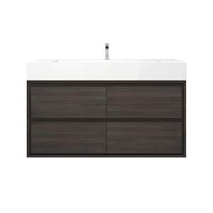 Saggie 47 in. W. x 20 in. D x 28 in. H Single Sink Floating Bath Vanity in Dark Gray Oak with White Acrylic Top