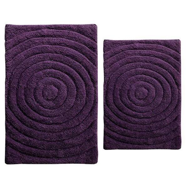 CASTLE HILL LONDON Echo Aubergine 21 in. x 34 in. and 40 in. x 24 in. 2-Piece Bath Rug Set