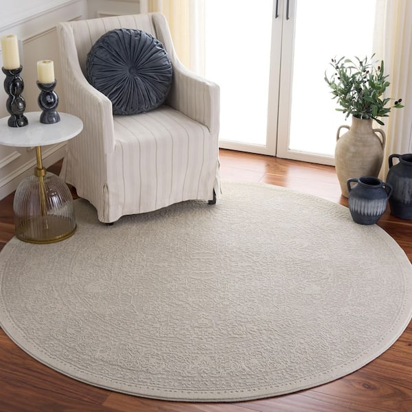Reflection 7 ft. x 7 ft. White/Ivory Persian Round Rug