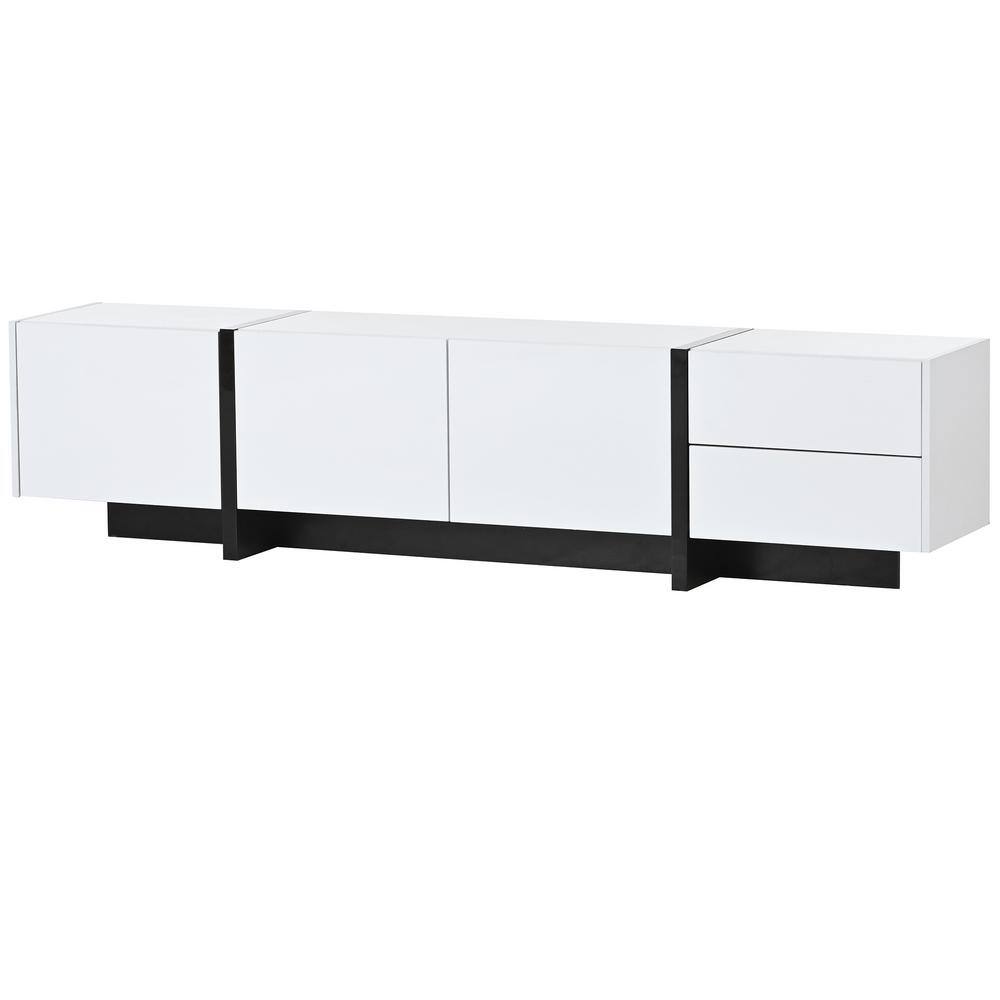 Polibi White TV Stand Fits TV's up to 80 in. with High Gloss UV Surface