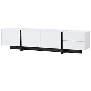 White TV Stand Fits TV's up to 80 in. with High Gloss UV Surface