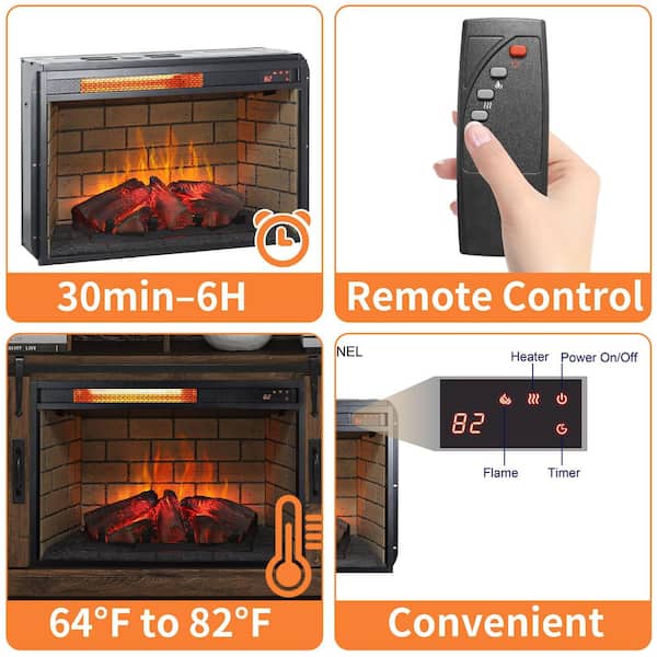 26 in. W x 18 in. H 400 sq. ft. Electric Fireplace Insert Infrared Quartz Heater with Timer and Remote Control