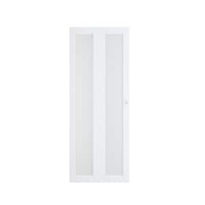 24 in. x 80 in. 1-Lite Moru Glass and Manufacture Wood Closet Bi-Fold Door with Hardware Kit