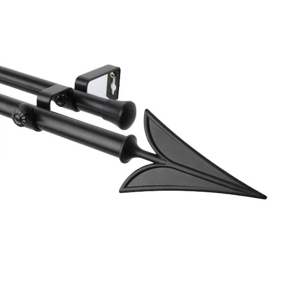 Rod Desyne 28 in. x 48 in. Arrow Double Curtain Rod Set in Black