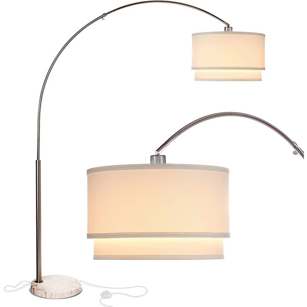 Brightech Mason 81 in. Satin Nickel LED Arc Floor Lamp with Drum Shade  C0-A6GF-HL6A The Home Depot