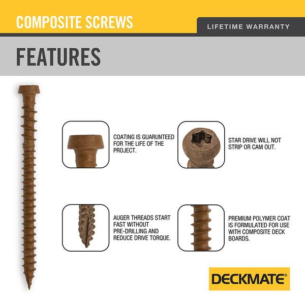 DECKMATE #10 2-1/2 in. Brown Star Pan-Head Wood Deck Screws 1 lb.-Box (71-Piece)