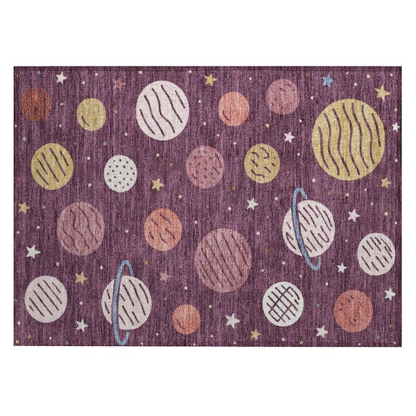 Chantille Machine Washable Indoor/Outdoor Abstract ACN2619 Eggplant 2 ft. x 3 ft. Accent Rug