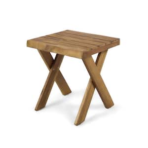 18 in. Square Wood Outdoor Side Table for Patio, Lawn, Balcony And Backyard in Teak