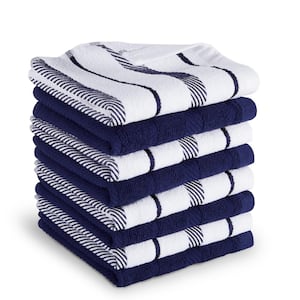 Albany Cobalt Blue Striped Cotton Dishcloth Set (8-Pack)