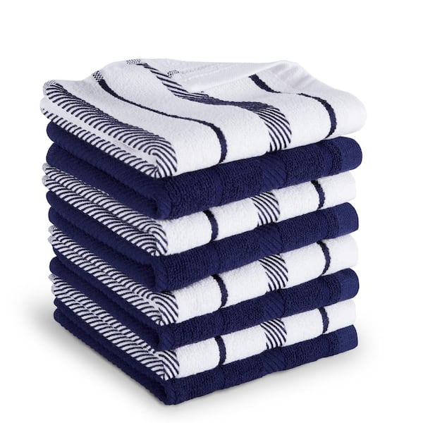 Clorox Dish Cloths, 4 Count (2 Packs of 2) and Clorox Dish Towel, White  with Navy Stripe