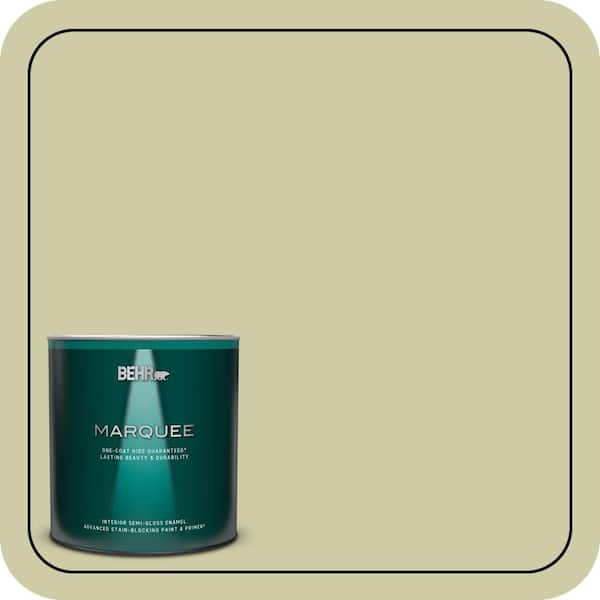 BEHR MARQUEE 1 qt. #ICC-58 Crisp Celery Semi-Gloss Enamel Interior Paint & Primer