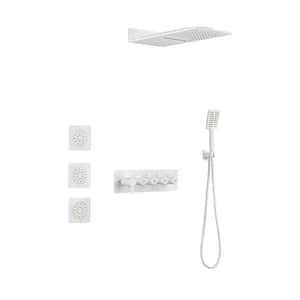 3-Spray Waterfall High Pressure Wall Mounted Shower System with 3 Body Sprays and Handheld Shower in White