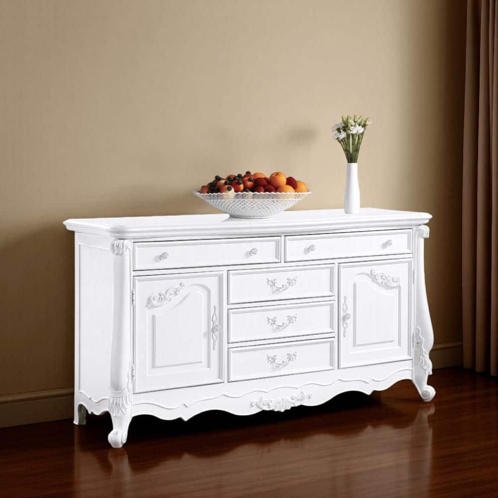 Benjara Maver Classic White 6-Drawer 22 in. Wide Dresser Without
