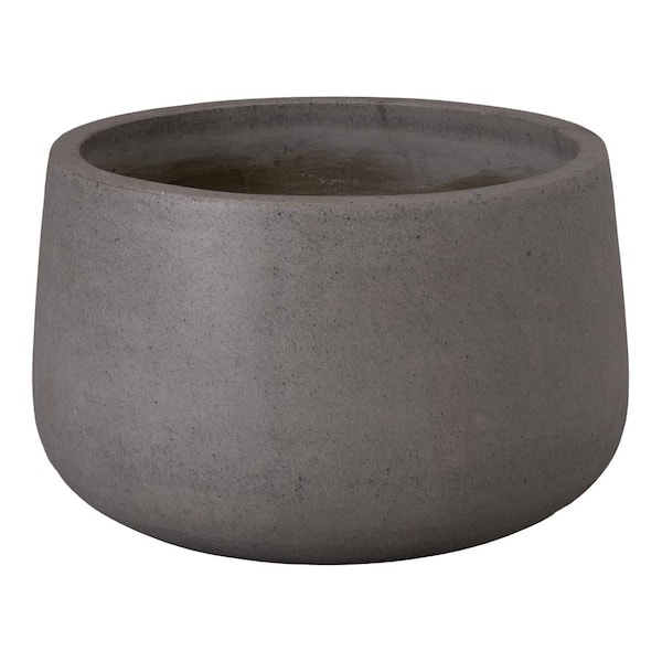 25.5 in. L x 16.5 in. H Gray Terrazzo Round Planter