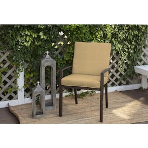 20 in. x 19 in. CushionGuard Outdoor Welted Mid Back Dining Chair Cushion in Khaki