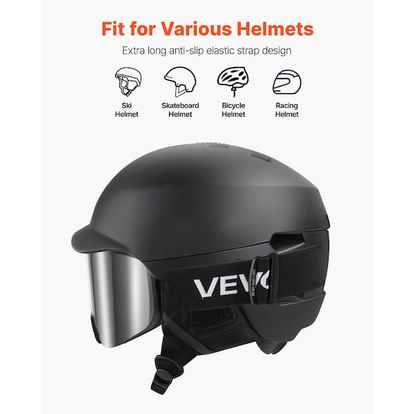 VEVOR Magnetic Cylindrical Ski Goggles, Frameless Silver Mirror