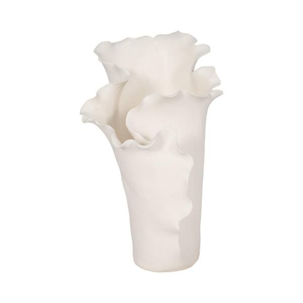Liv & Skye 15 in. White Stoneware Urn Decorative Vase