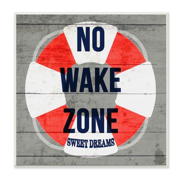 Stupell Industries 12 in. x 12 in. "No Wake Zone Life Raft" by Daphne Polselli Printed Wood Wall Art