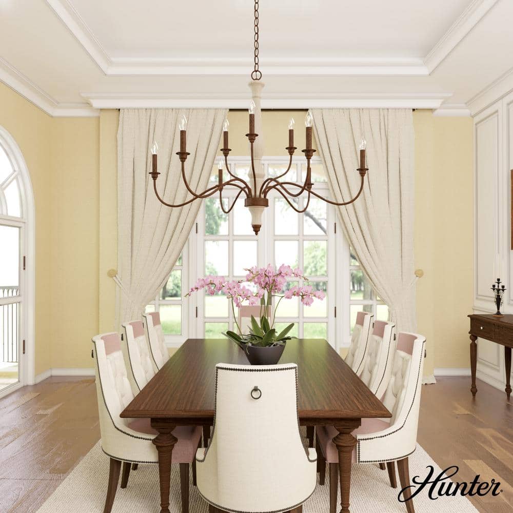 Distressed White 9-Light Tiered Candle Chandelier