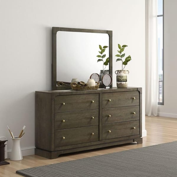 Seon Dark Cocoa Brown 40.75 in. x 36.75 in. Portrait Hardwood Frame Dresser Mirror