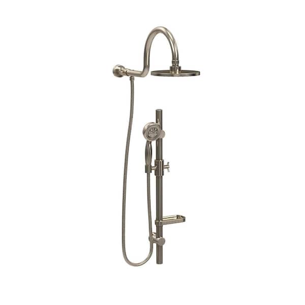 PULSE Showerspas AquaRain 5-Spray Retrofit Shower System with Hand Shower & Showerhead Combo & Wall Bar Shower Kit in Brushed Nickel