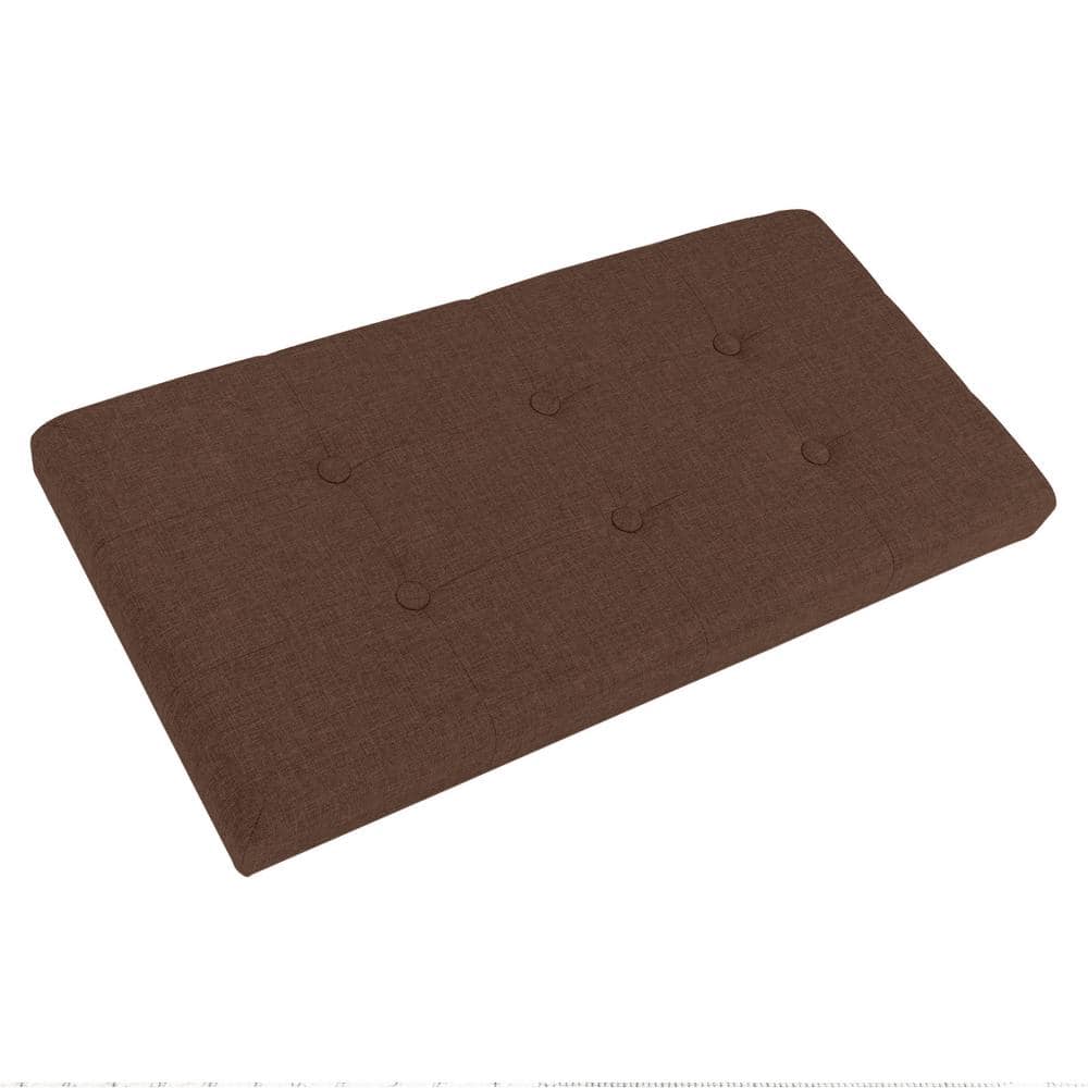 Brown Polyester Rectangular Storage Ottoman Set with Wood Frame