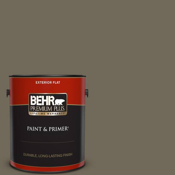 BEHR PREMIUM PLUS 1 gal. #770D-6 Sandwashed Driftwood Flat Exterior Paint & Primer